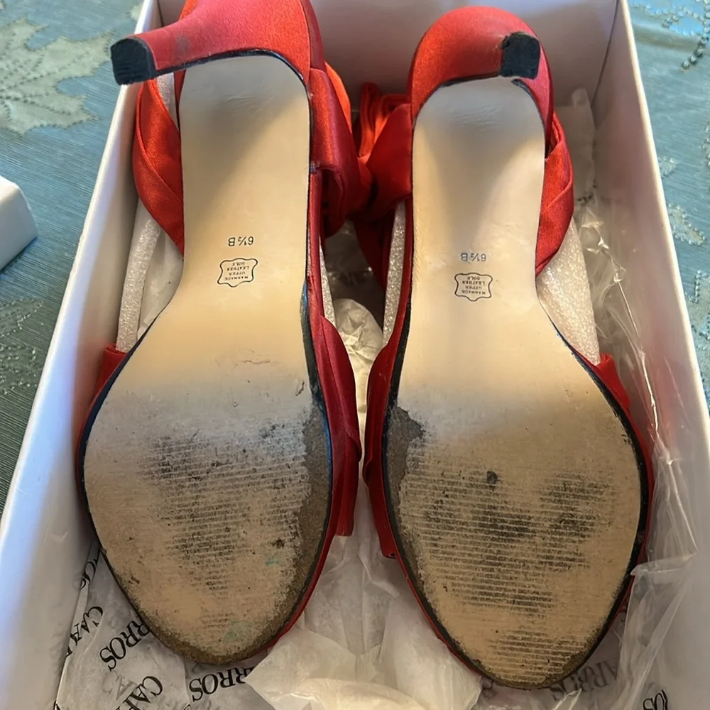 Caparros Gorgeous Red Satin Party Sandals - Picture 2 of 8
